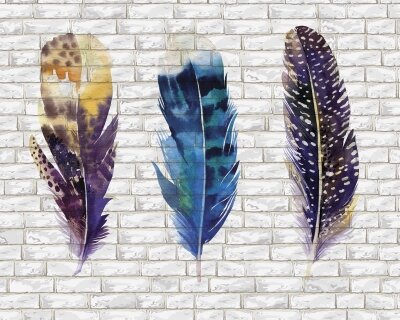 Фотообои цветные перья