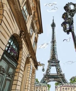 Эйфелева Башня, Париж, иллюстрация